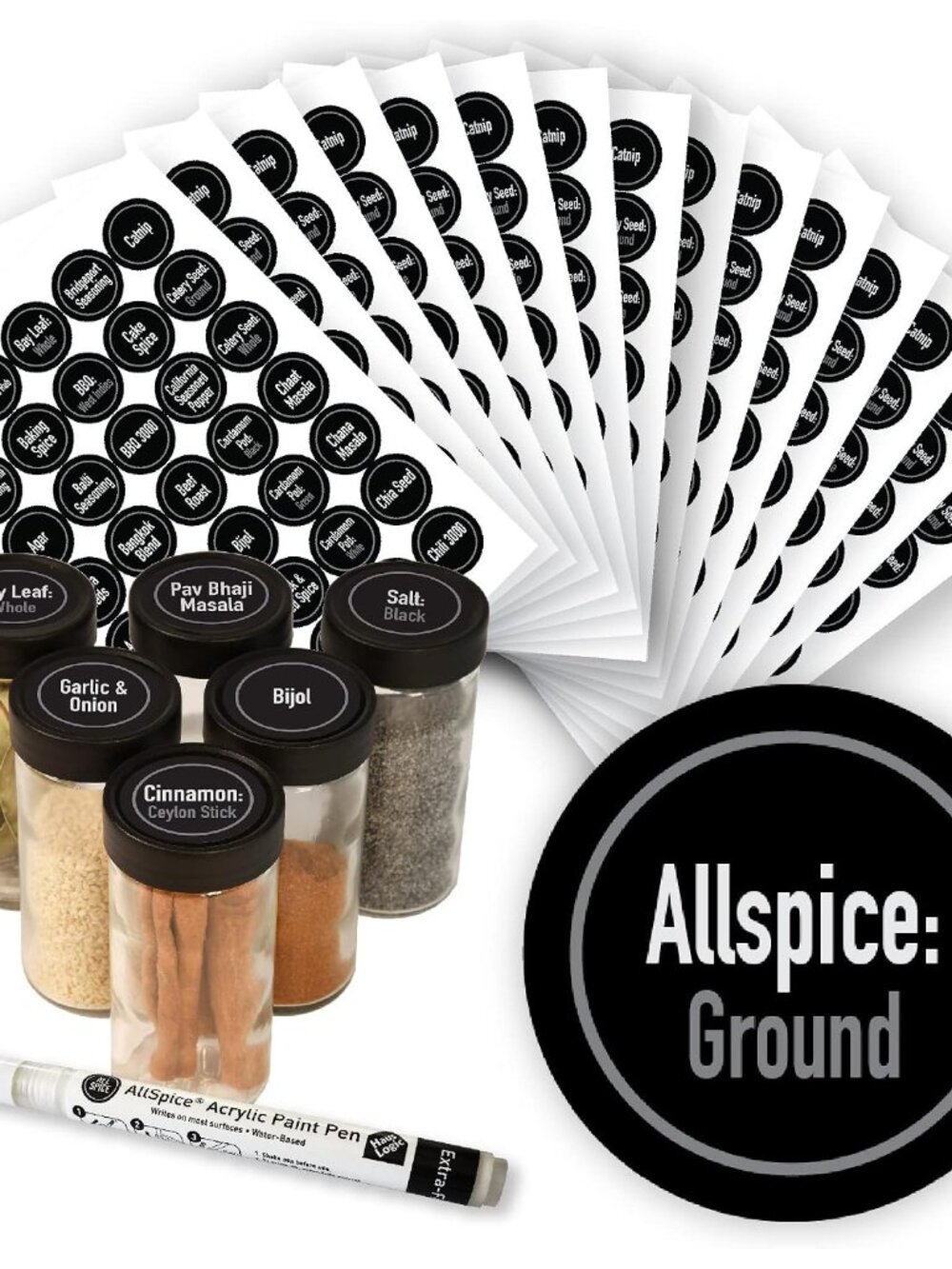 Ultimate Spice Label Set 525 Preprinted Water Resistant Round Spice Jar Labels S